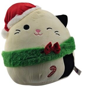 Easfan Holiday Cat Plush Toy Christmas Santa Hat Candy Cane Scarf Bow
